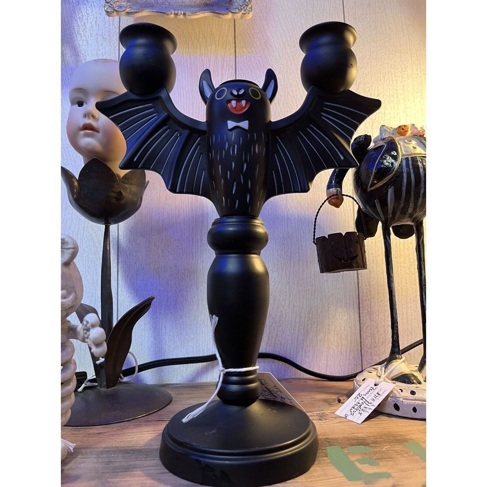 Hyde & Eek Halloween Black Bat Candelabra Metal Candle Holder Impossible Target
